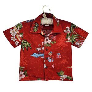 Hawaii Hangover Tropical Christmas Santa Red Hawaiian Shirt Boys 6
